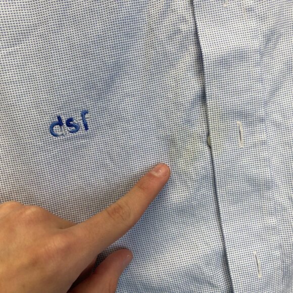 Ledbury Shirt 17" 43cm Blue Plaid Long Sleeve Button Up Long Sleeve,DSF Logo - Picture 7 of 9